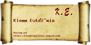 Klemm Eutímia névjegykártya